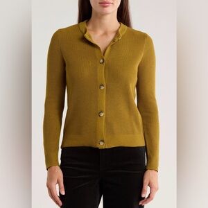 Olive Button-Up Cardigan Sweater